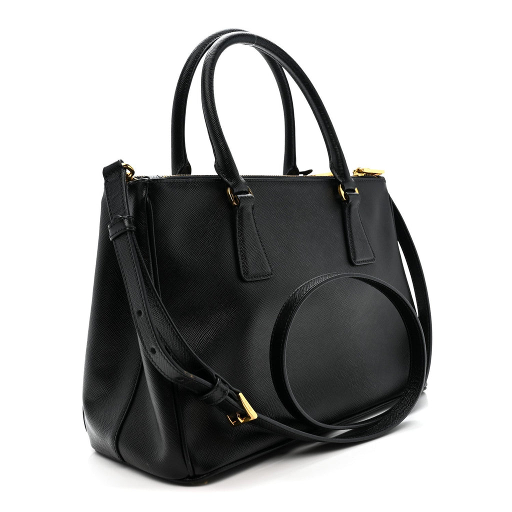 Saffiano Small Galleria Double Zip Tote Black