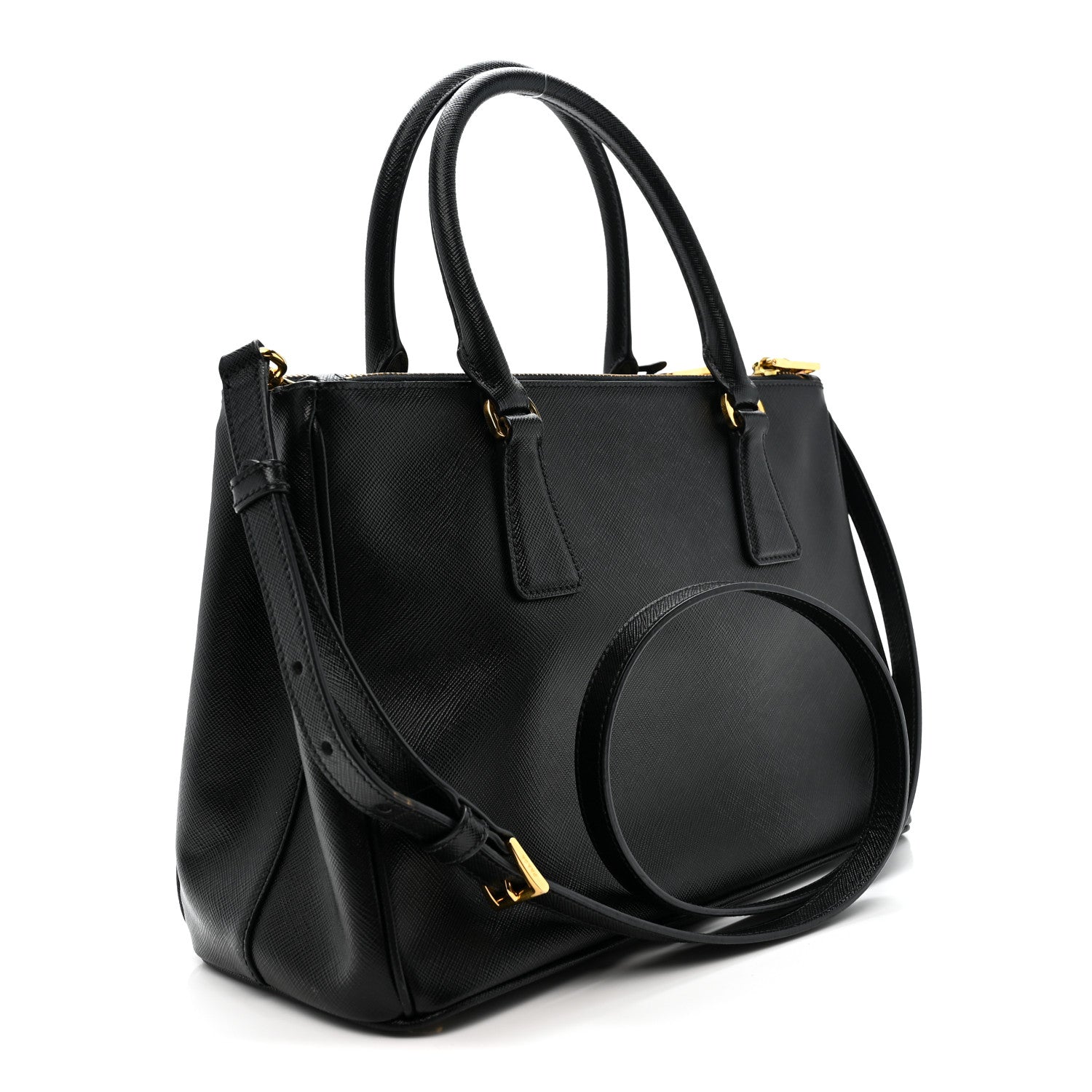 Saffiano Small Galleria Double Zip Tote Black