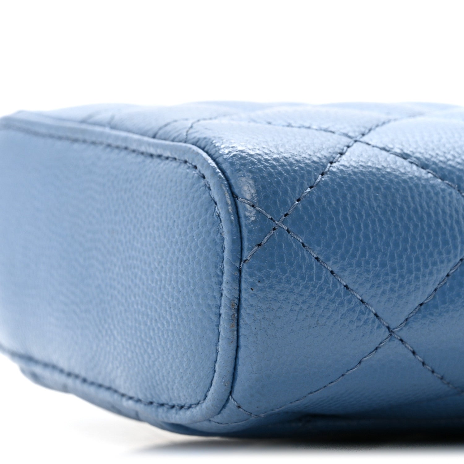 Caviar Quilted Phone Holder With Chain Blue