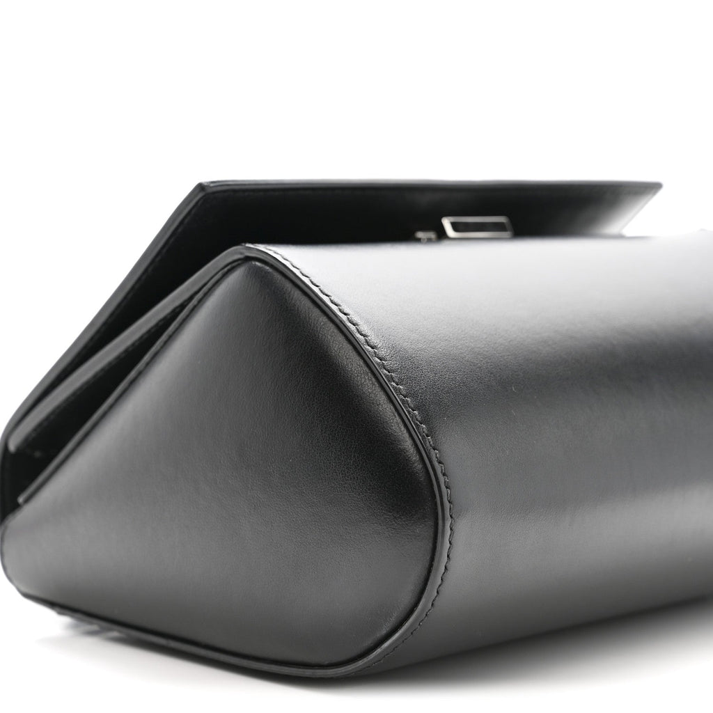 Calfskin Mini Pandora Box Logo Strap Crossbody Bag Black