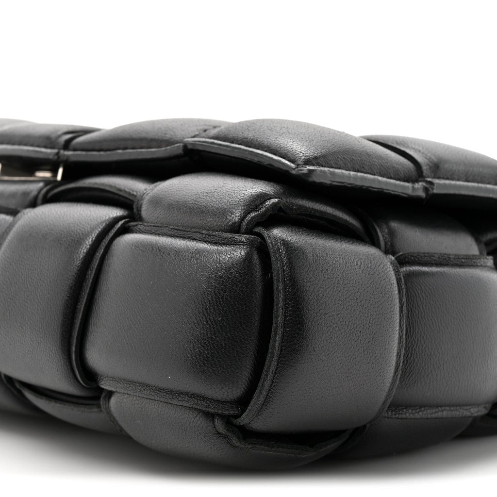 Lambskin Maxi Intreccio Padded Chain Cassette Crossbody Bag Black