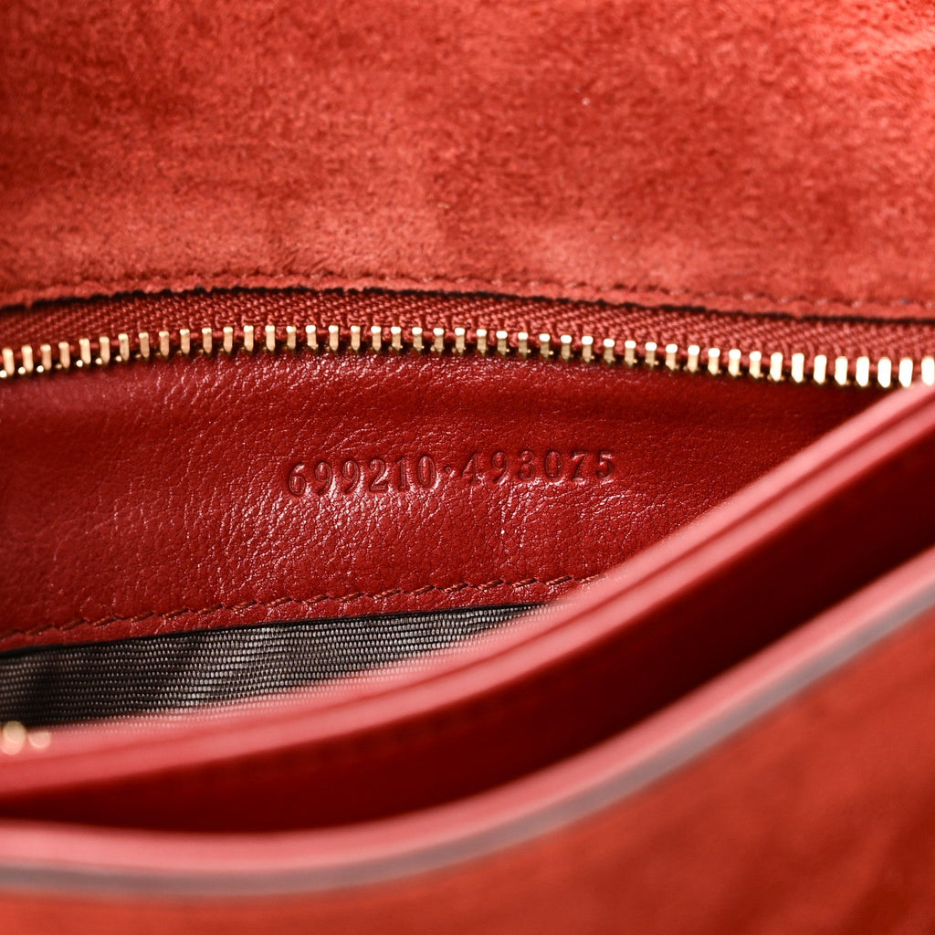 Suede Talco Roxy Calfskin Web Medium Blondie Shoulder Flap Bag Blondie Red
