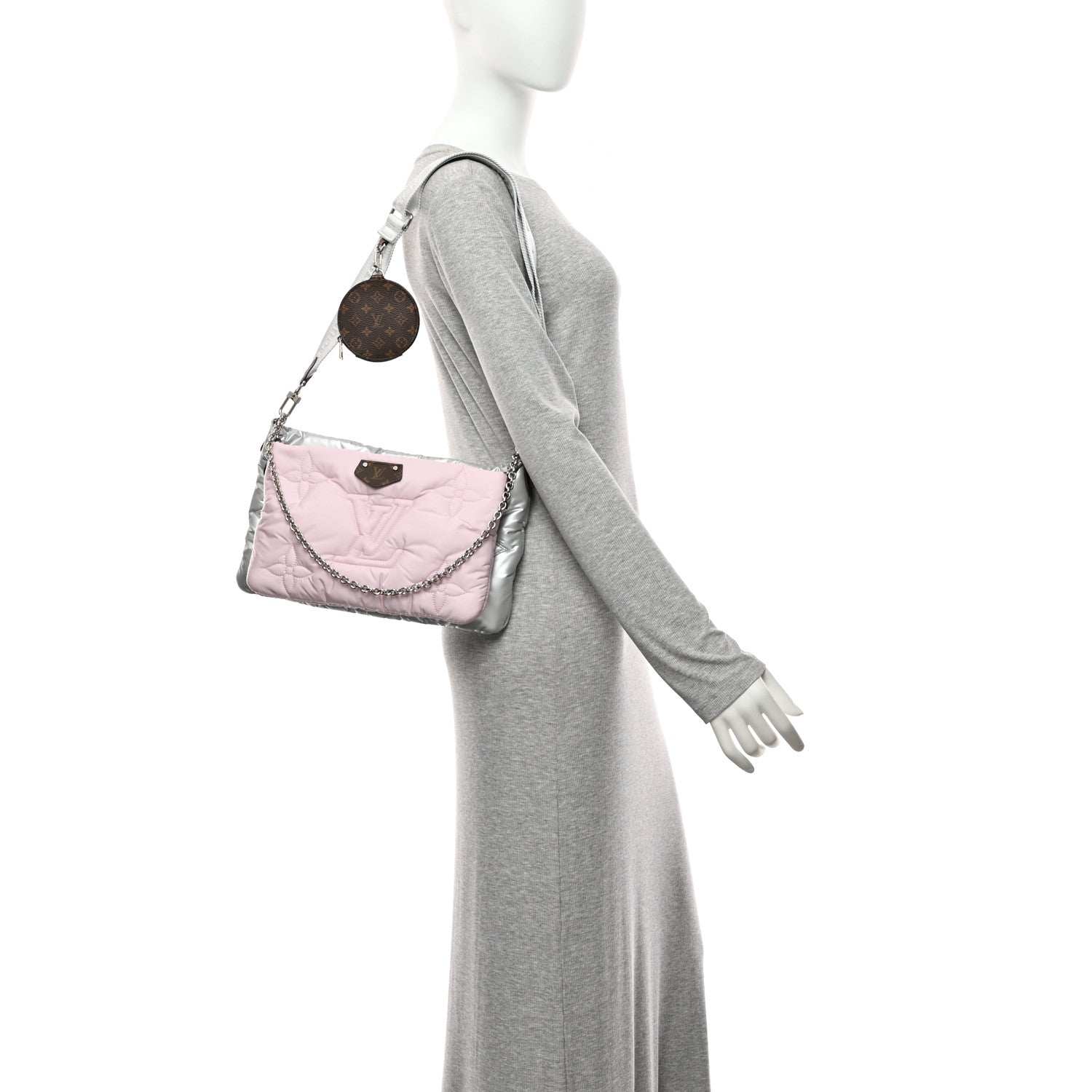 Econyl Monogram Pillow Maxi Multi Pochette Accessories Silver Pale Pink