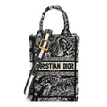 Canvas Toile de Jouy Reverse Embroidered Mini Book Tote Phone Bag Blue