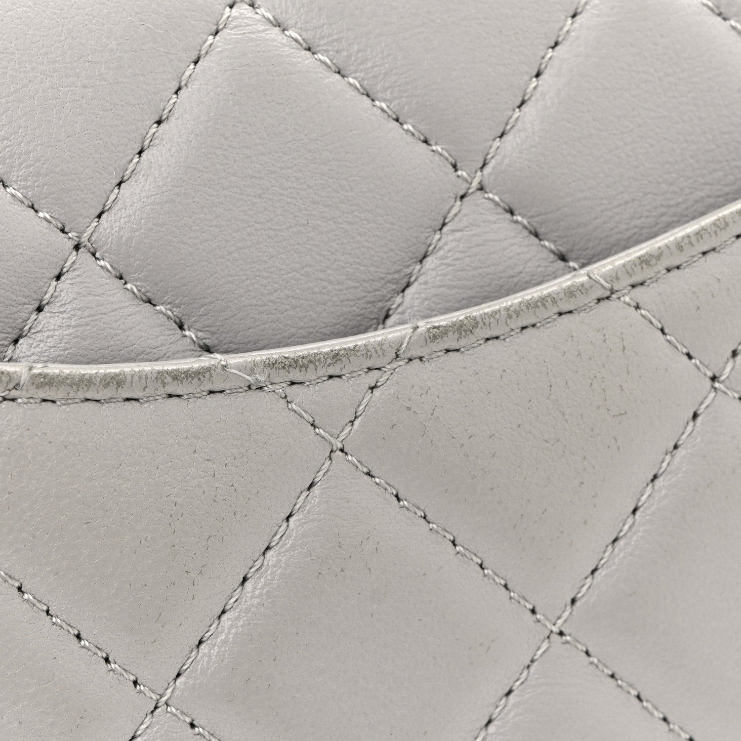 Lambskin Quilted Mini Rectangular Pearl Crush Flap Grey
