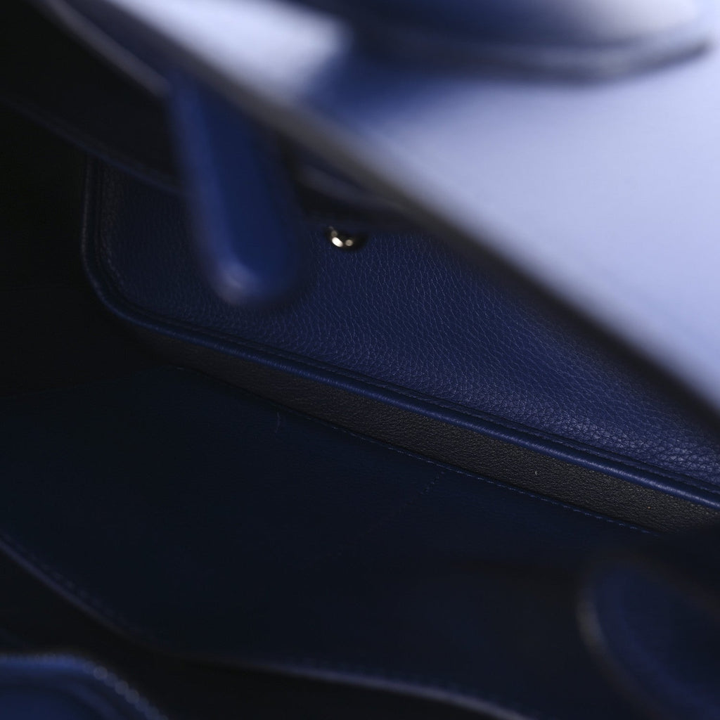 Grained Calfskin Bar Tote Blue