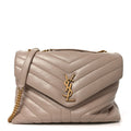 Calfskin Y Quilted Monogram Medium Loulou Chain Satchel Dark Beige