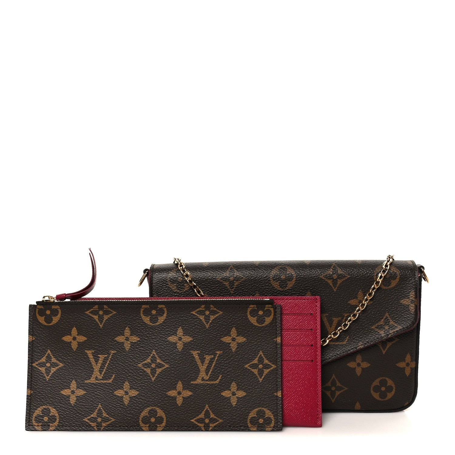 Monogram Pochette Felicie Chain Wallet Fuchsia