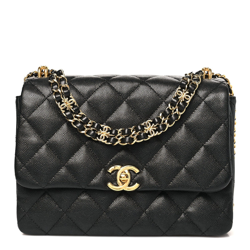Caviar Quilted Coco First Flap Black