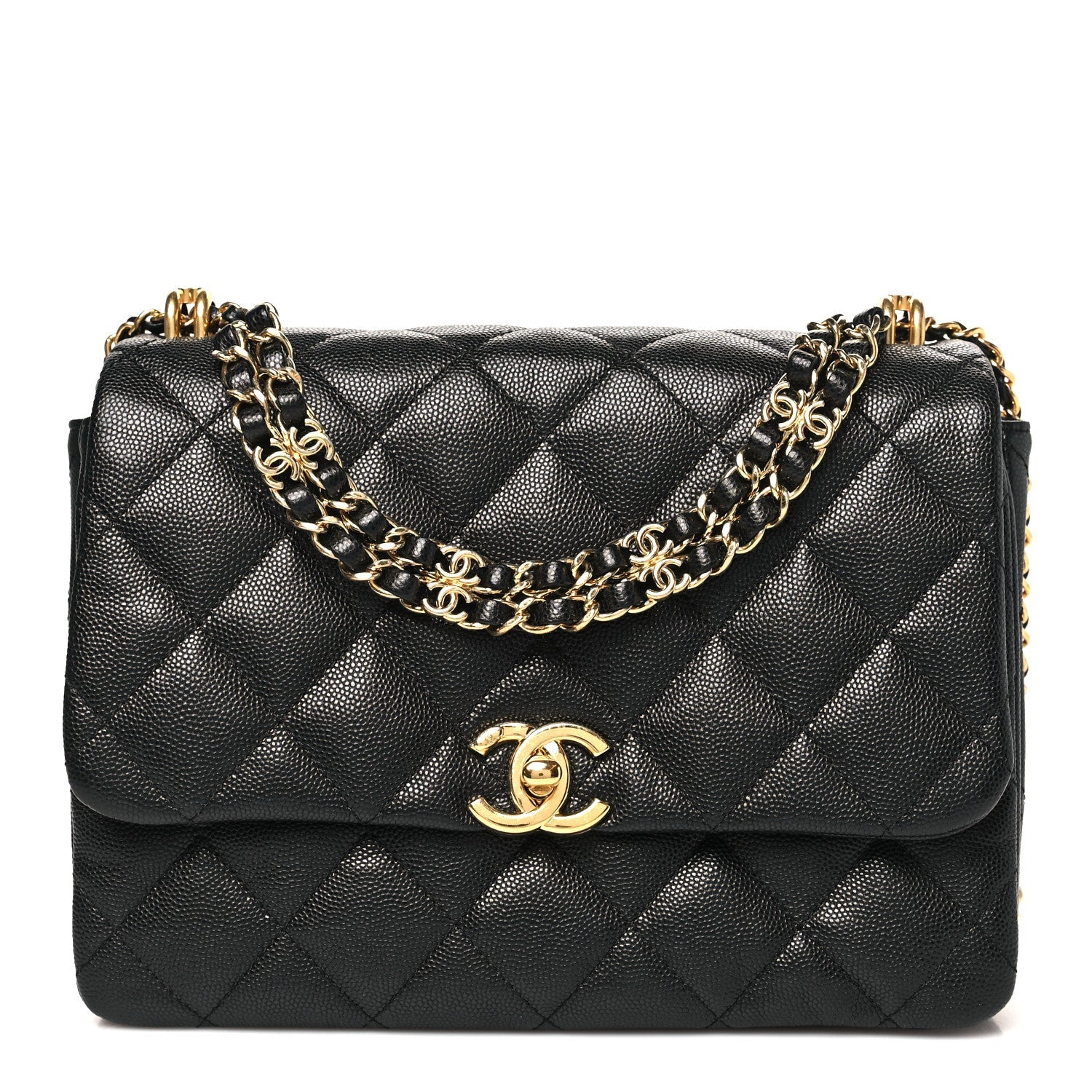 Caviar Quilted Coco First Flap Black
