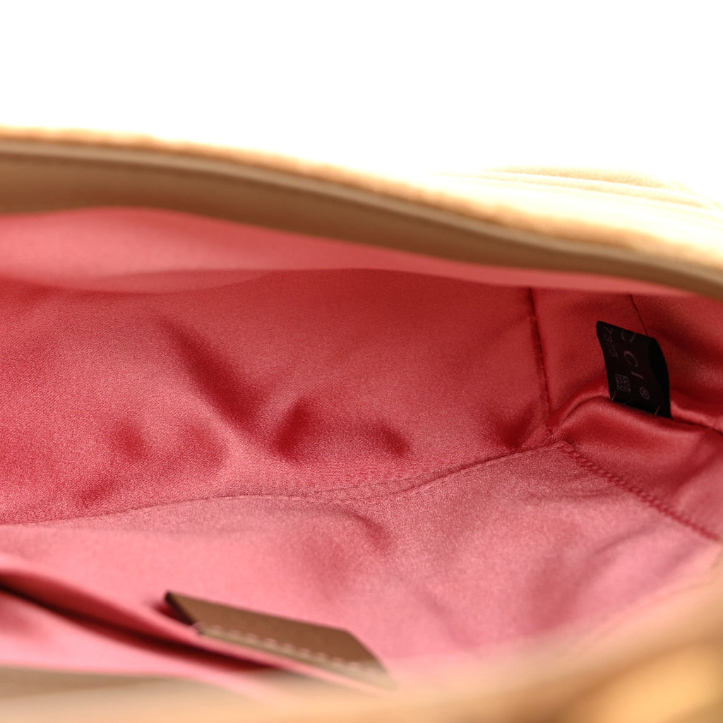 Velvet Matelasse Mini GG Marmont Shoulder Bag Taupe