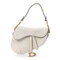 Grained Calfskin Saddle Bag White