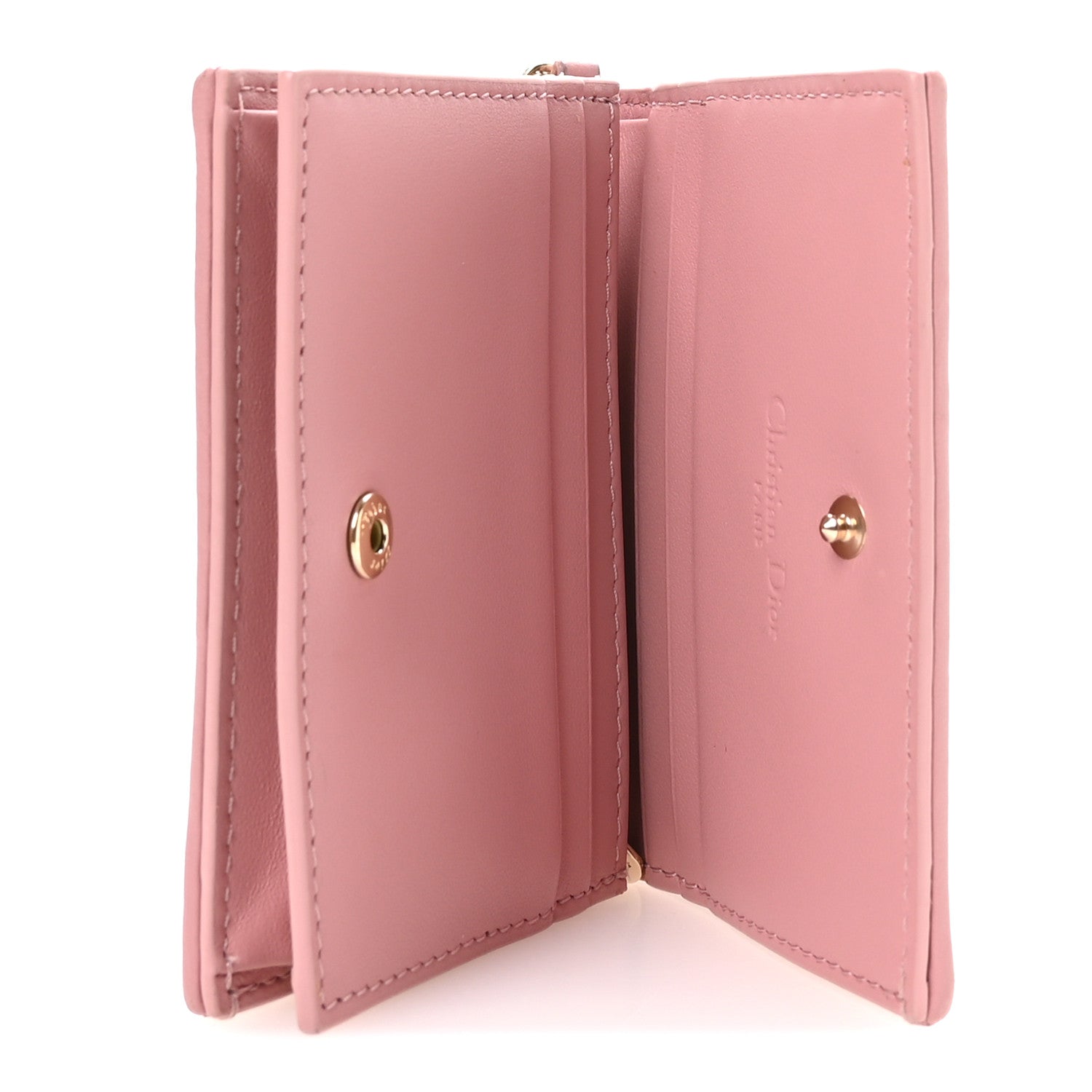 Lambskin Cannage Mini Lady Dior Wallet Pink
