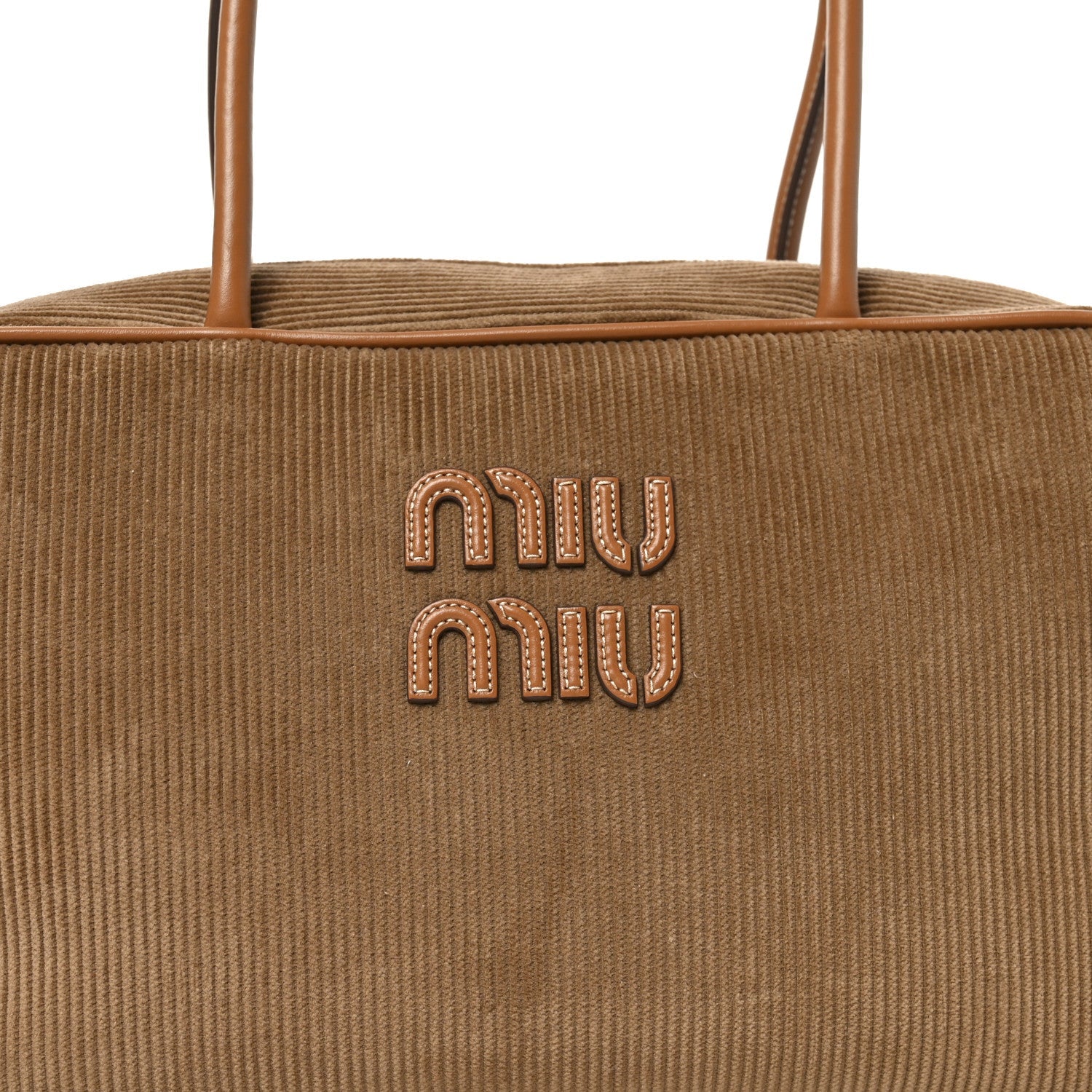 Velluto Righe Large Beau Top Handle Bag Cannella