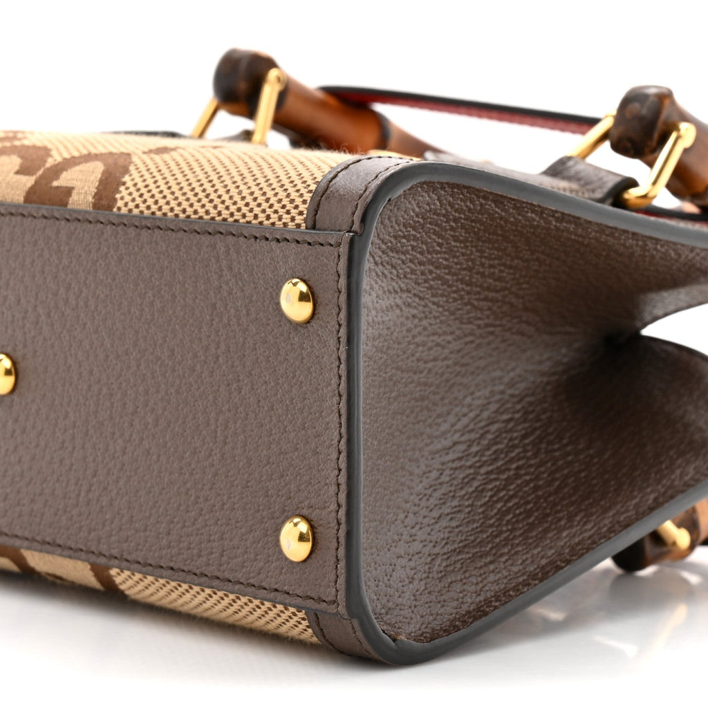 Monogram Jumbo GG Textured Dollar Calfskin Mini Diana Tote Bag Camel Ebony New Acero Pomegranate Red