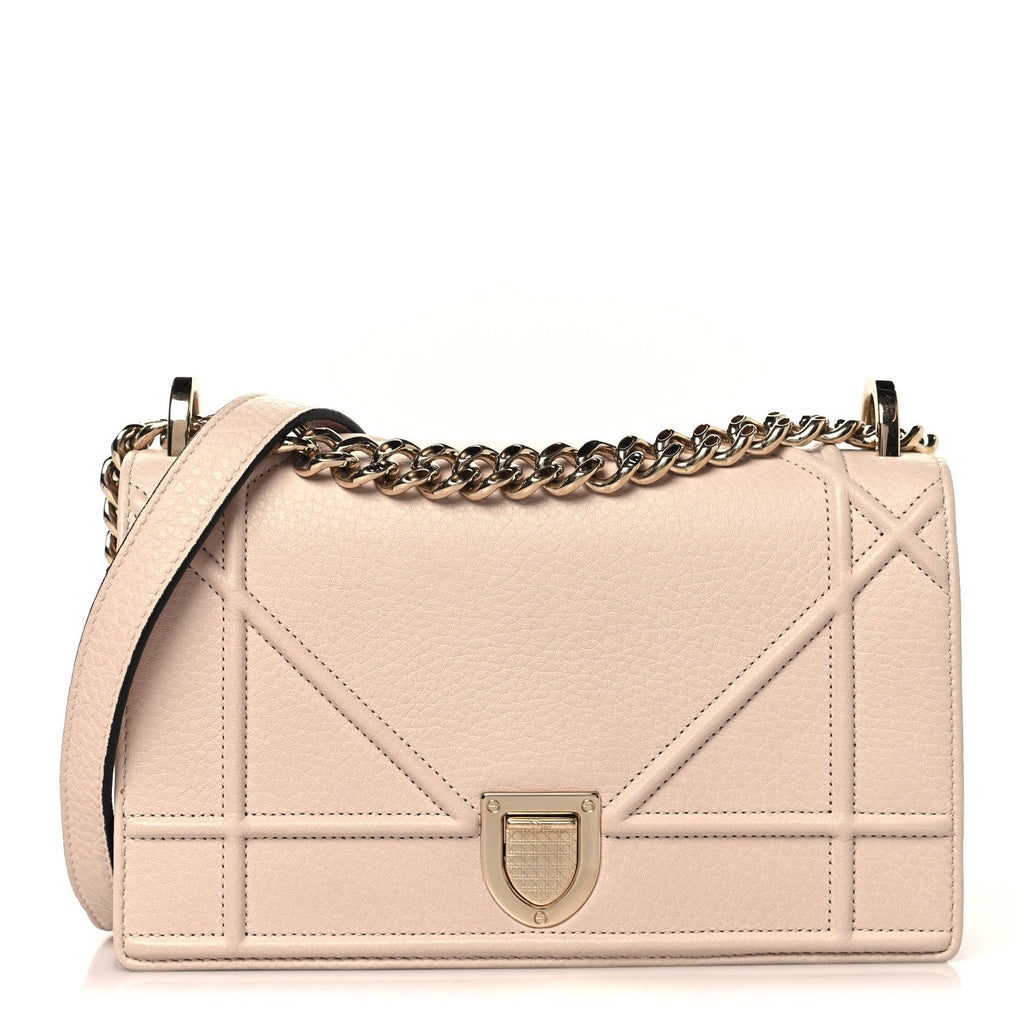 Grained Calfskin Small Diorama Flap Bag Pink