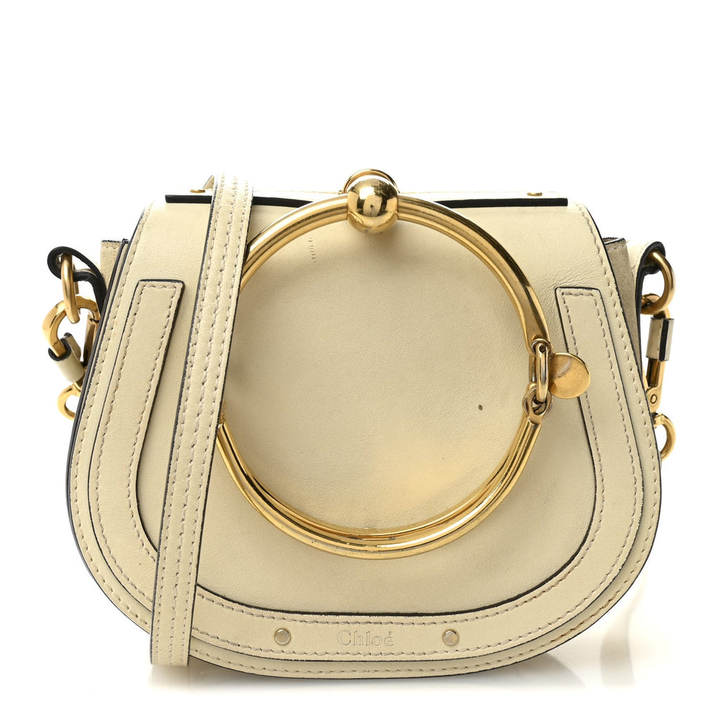 Calfskin Suede Small Nile Bracelet Bag Off White