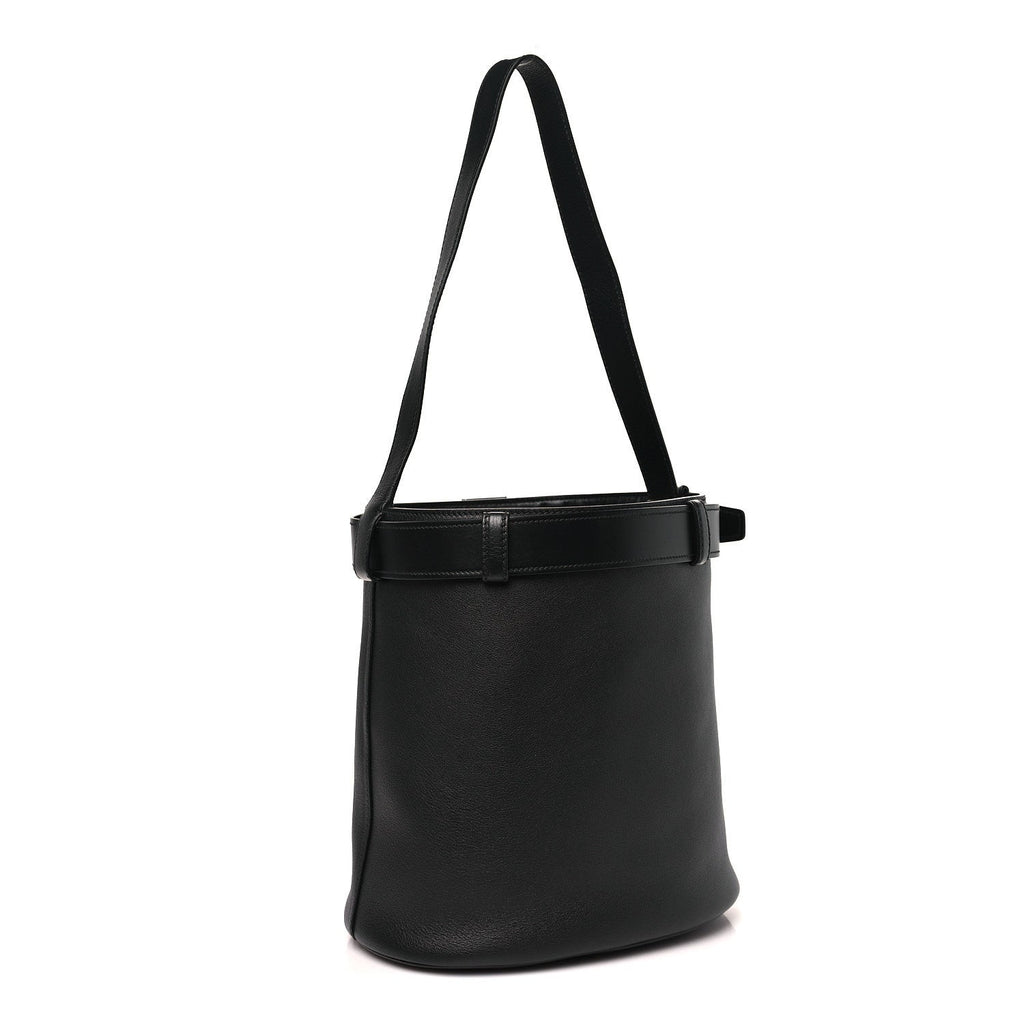 Soft Grained Vitello Daino Secchiello Bucket Bag Black