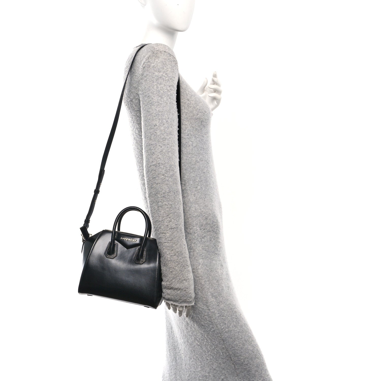 Shiny Lord Calfskin Mini Antigona Black