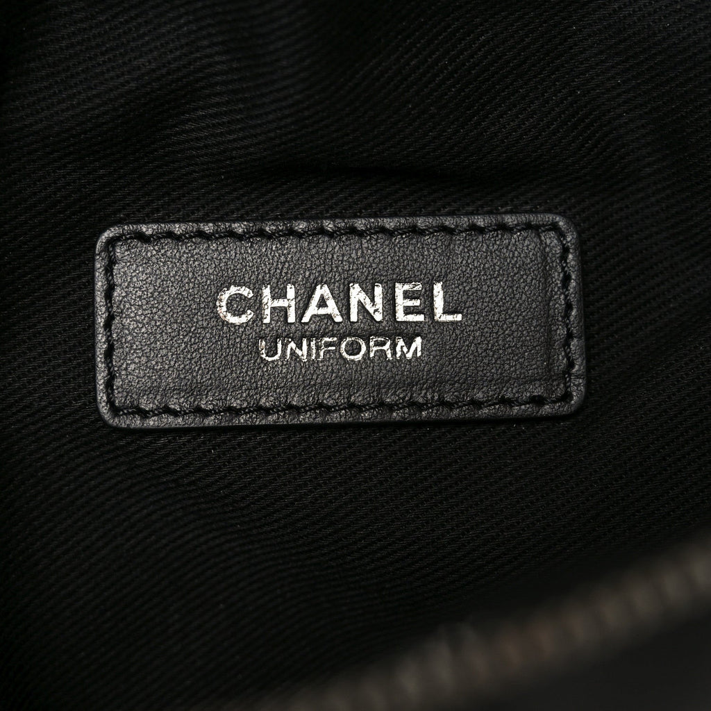 Calfskin Quilted Uniform Waist Belt Bag Black