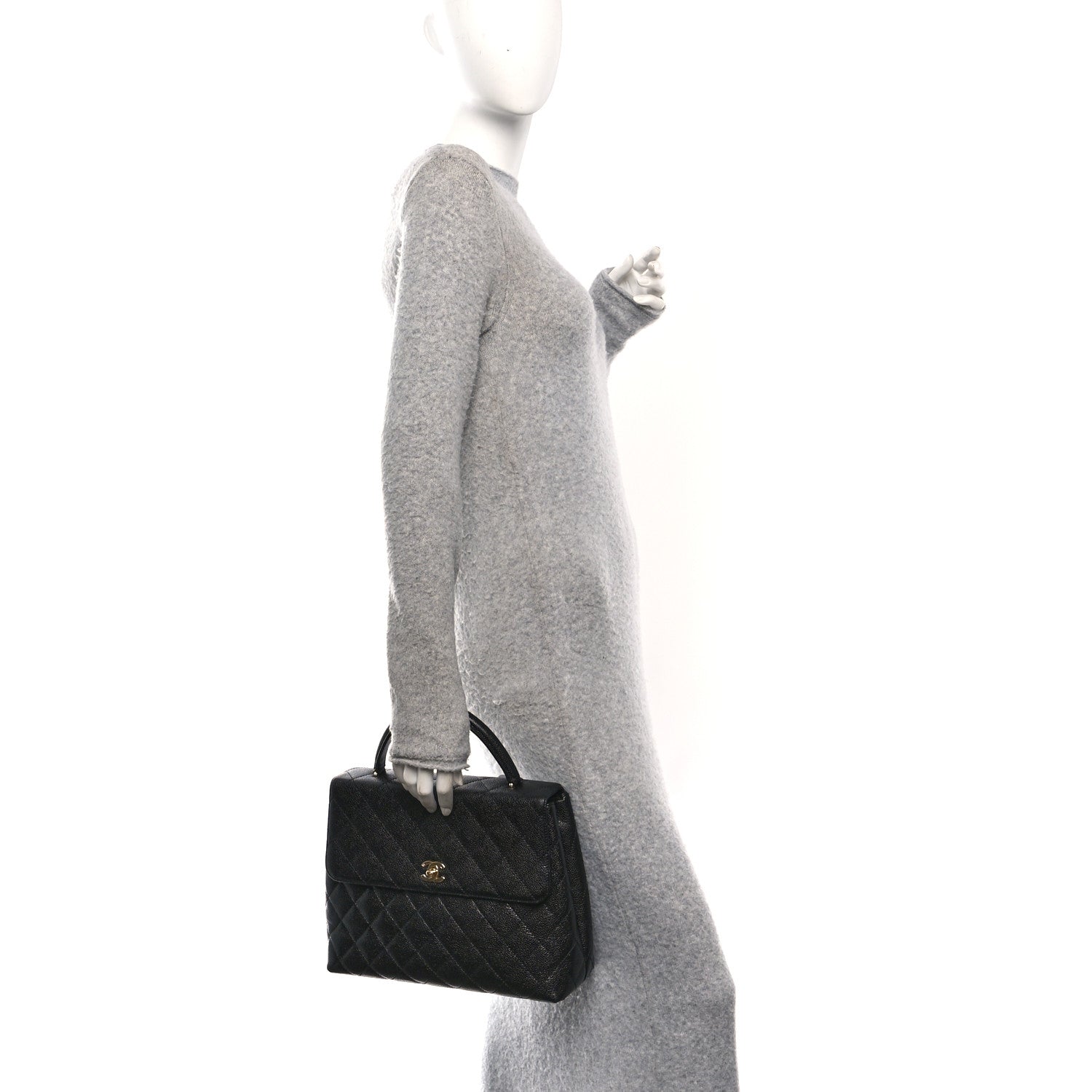 Caviar Quilted Jumbo Kelly Flap Black