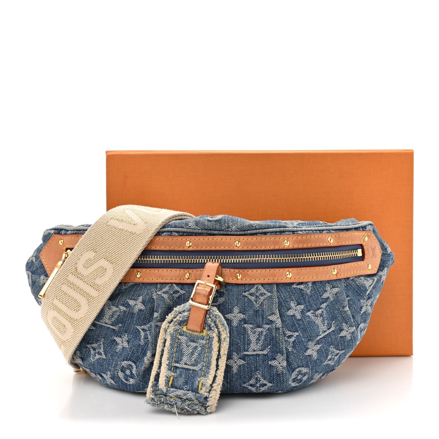 Monogram Denim High Rise Bumbag Blue