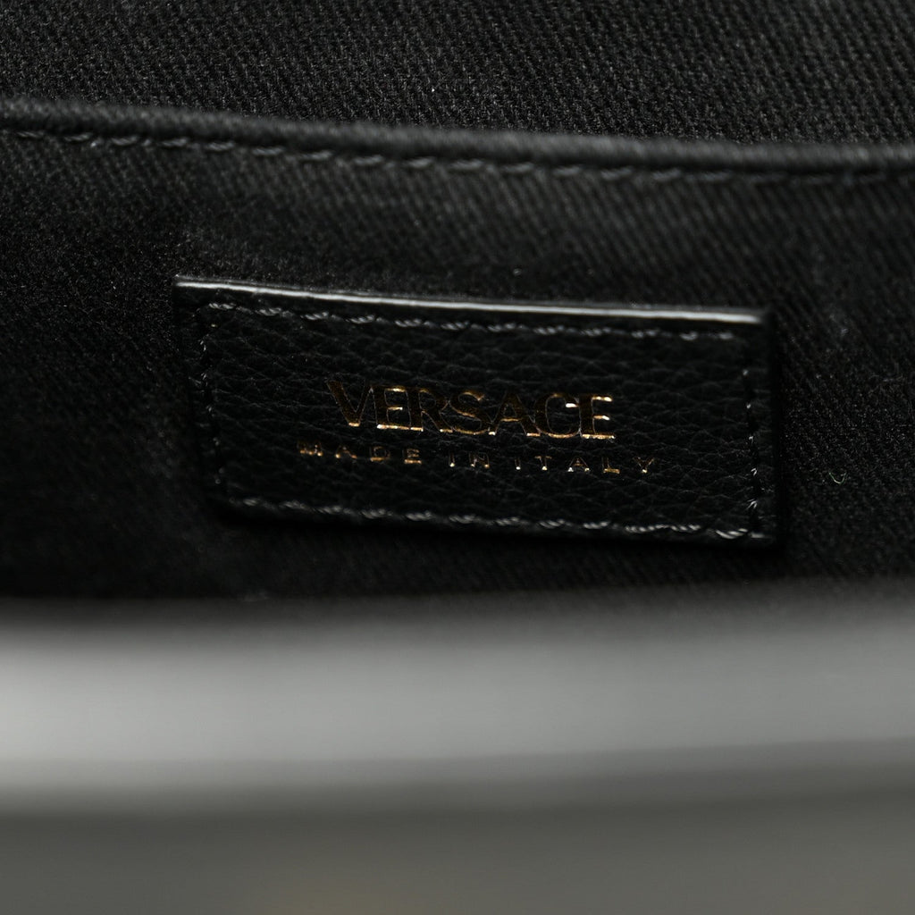Grainy Calfskin Large Virtus Top Handle Tote Black