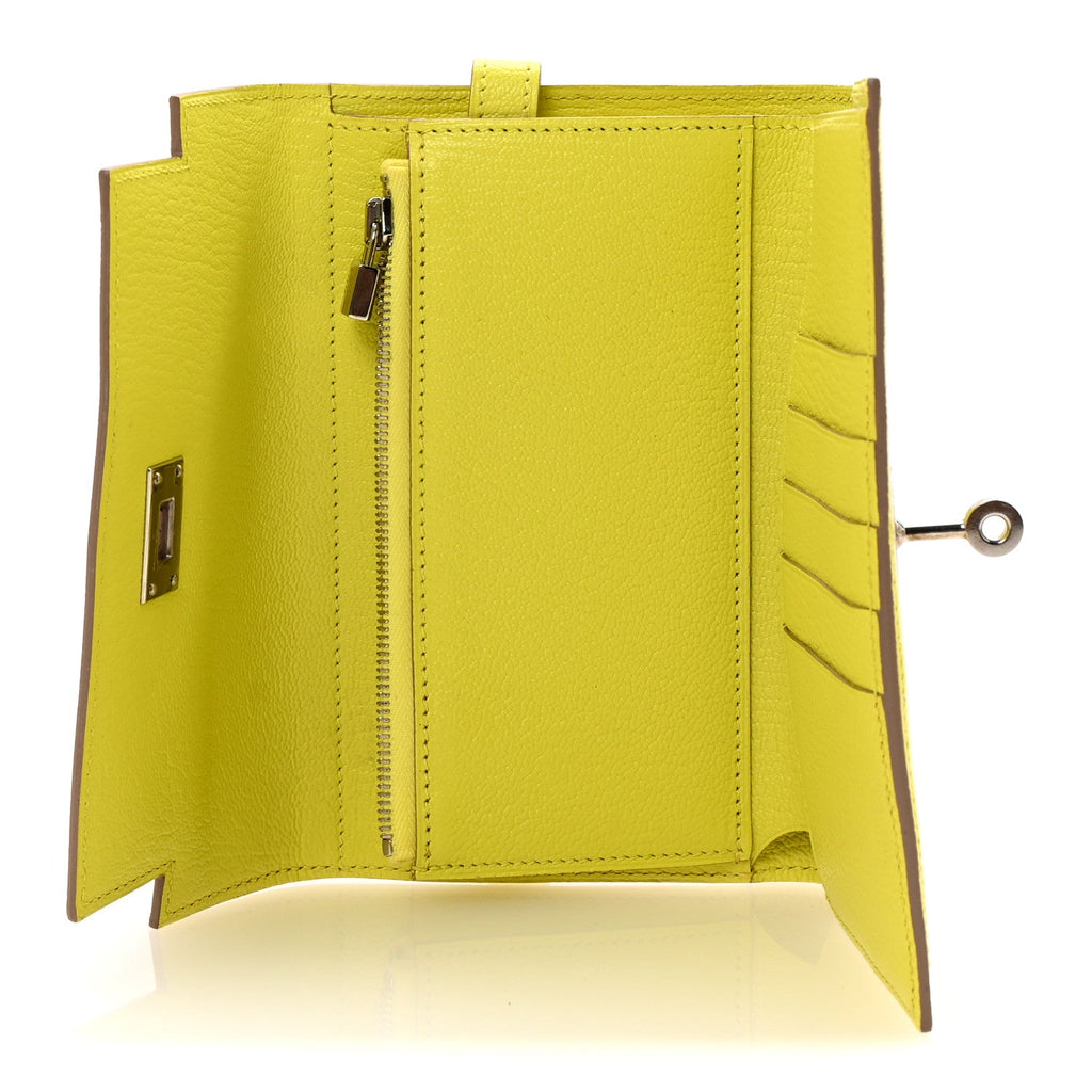 Chevre Mysore Medium Kelly Wallet Lime