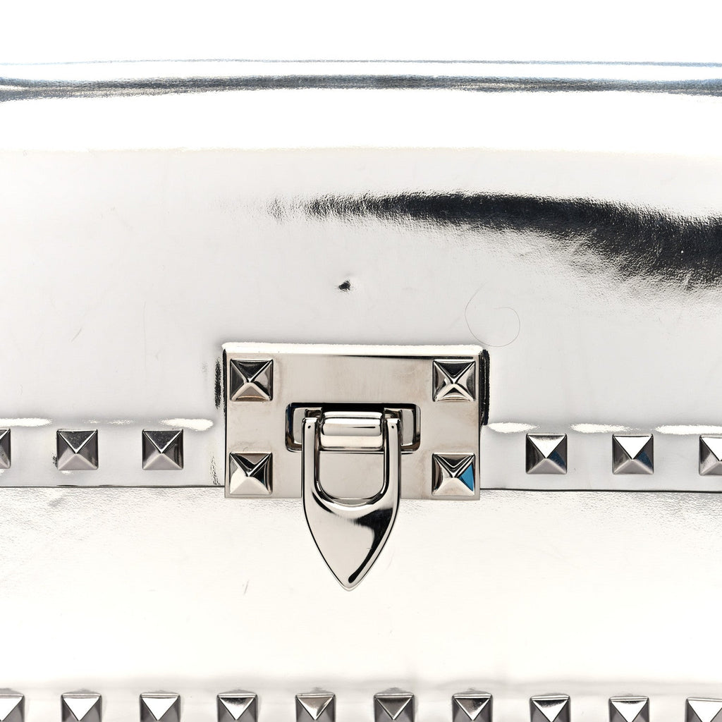 Mirror Calfskin Small Rockstud23 Shoulder Bag Silver
