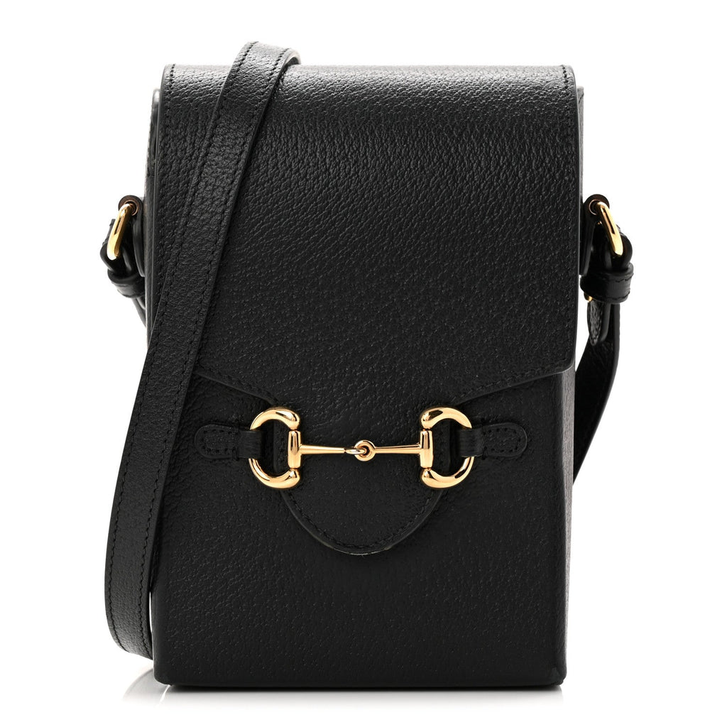 Dollar Calfskin Vertical Horsebit 1955 Crossbody Bag Black