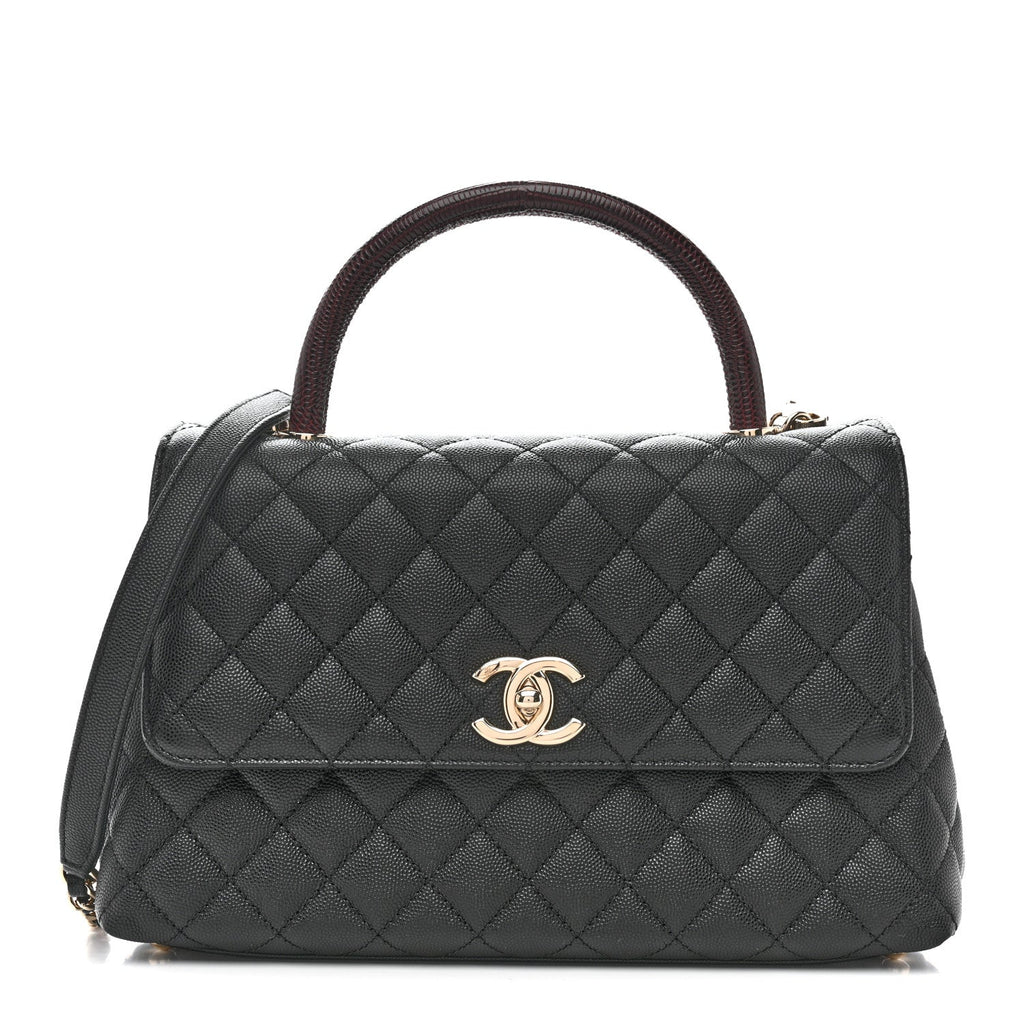 Caviar Quilted Small Coco Handle Flap Black