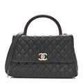 Caviar Quilted Small Coco Handle Flap Black