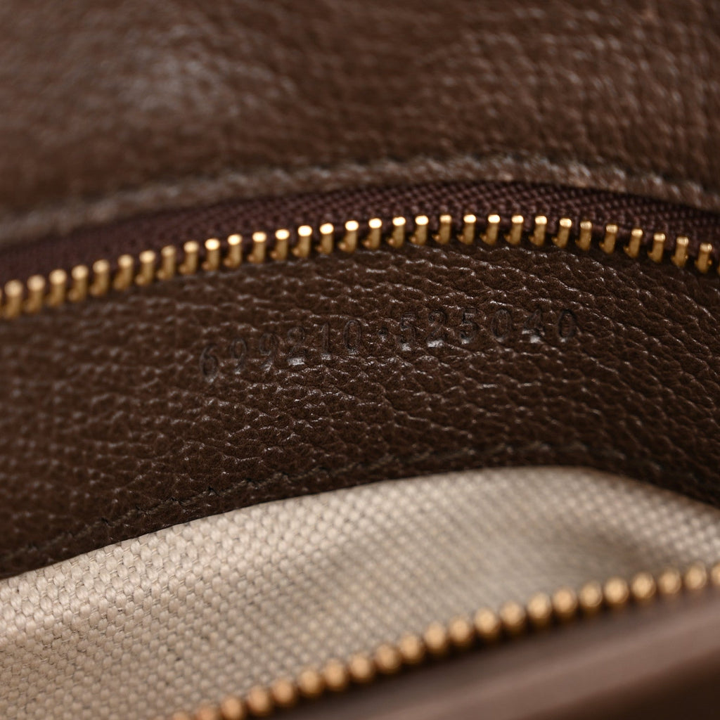GG Supreme Monogram Textured Dollar Calfskin Web Medium Blondie Shoulder Flap Bag Beige Ebony New Acero