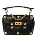 Nappa Medium Roman Stud Shoulder Bag Black