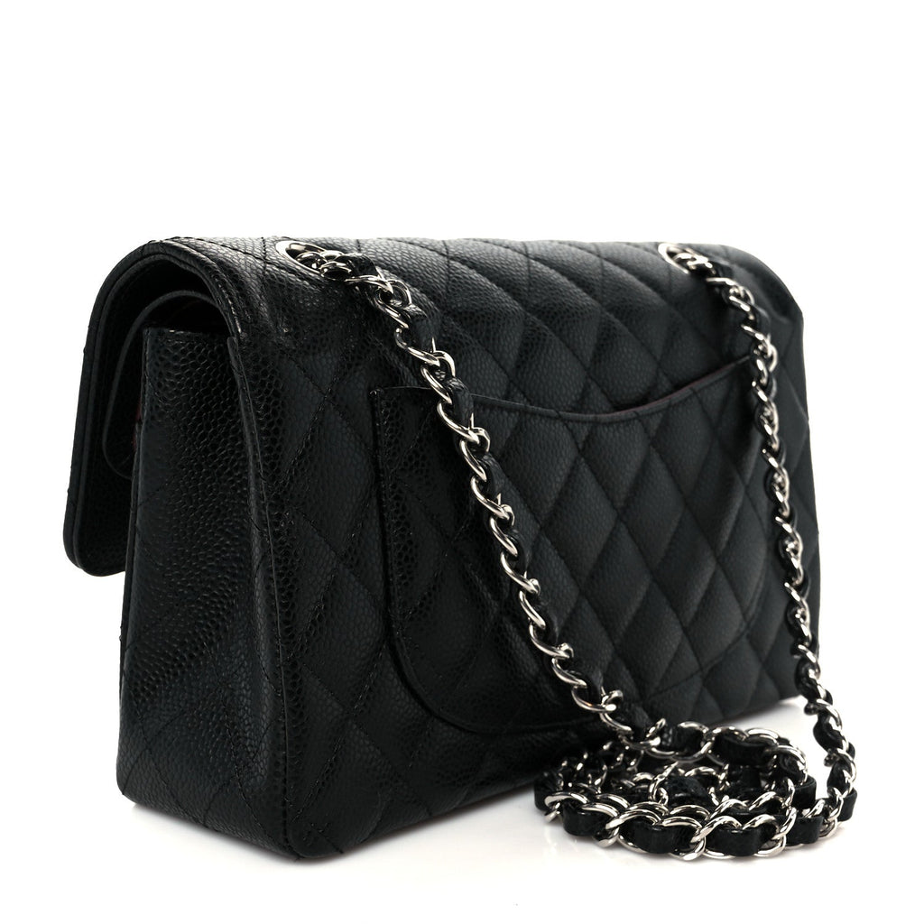 Caviar Quilted Small Double Flap Black