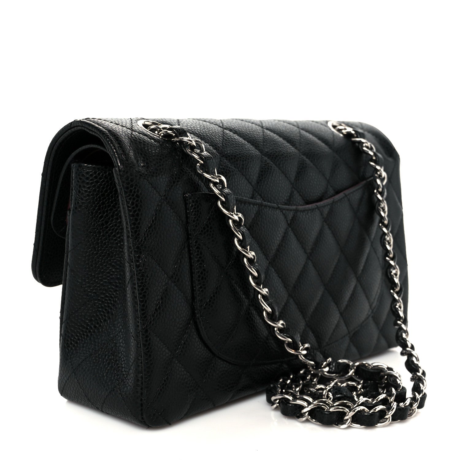 Caviar Quilted Small Double Flap Black