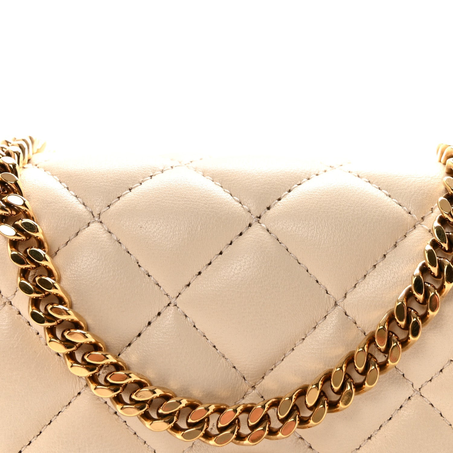 Nappa Quilted Small Medusa Chain Crossbody White