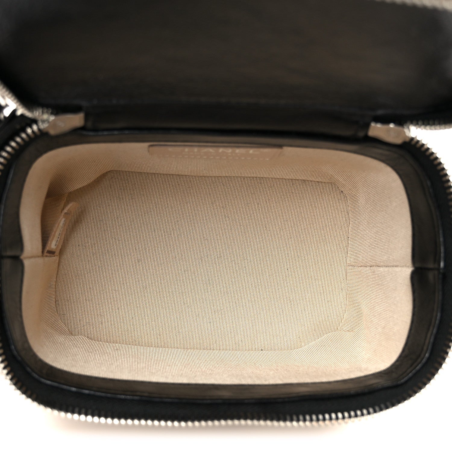 Calfskin Raffia Small Vanity Case Bag Black Beige