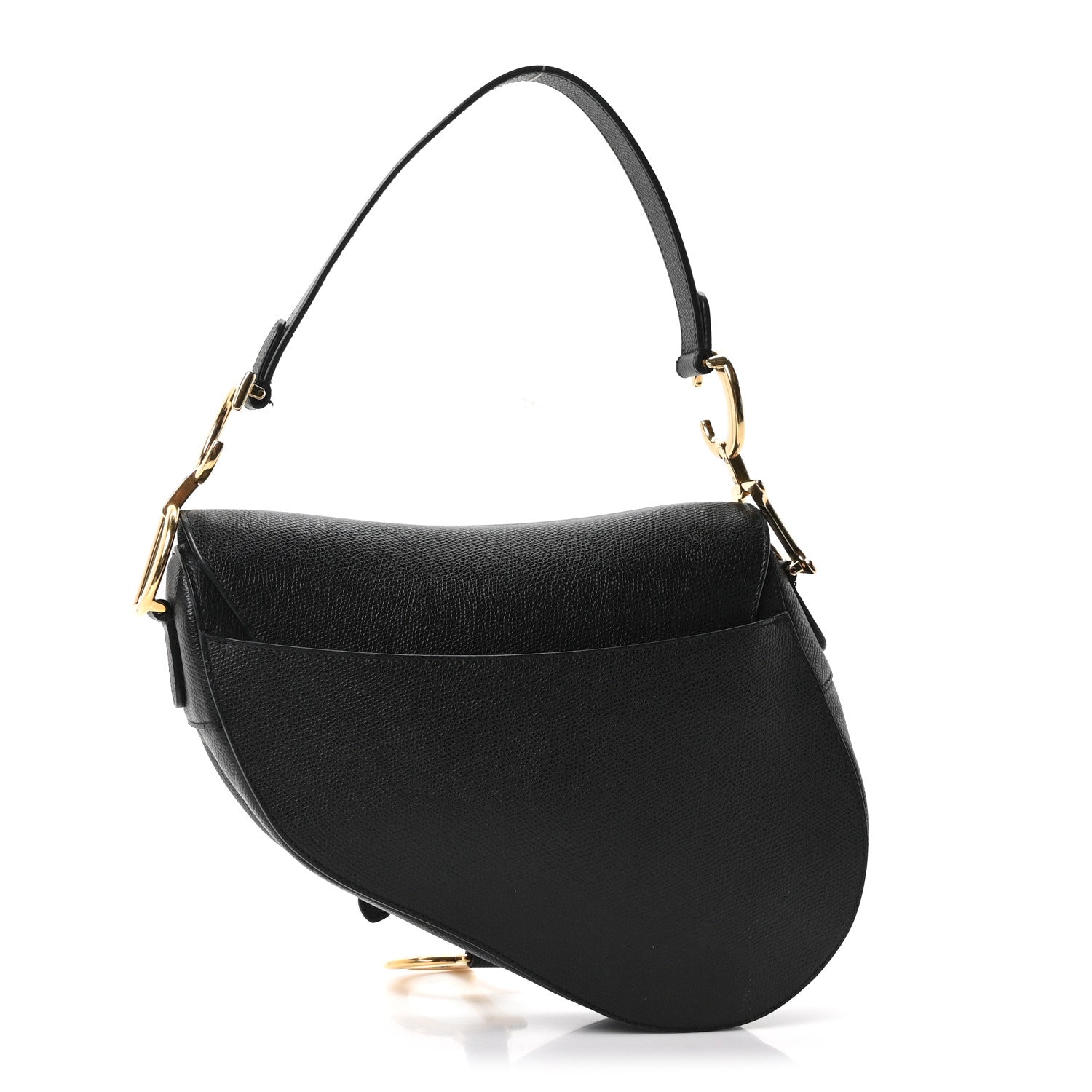 Grained Calfskin Saddle Bag Black