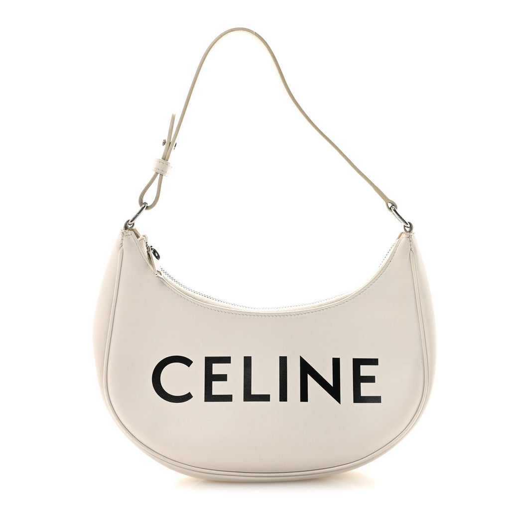 Smooth Calfskin Ava Logo Shoulder Bag White