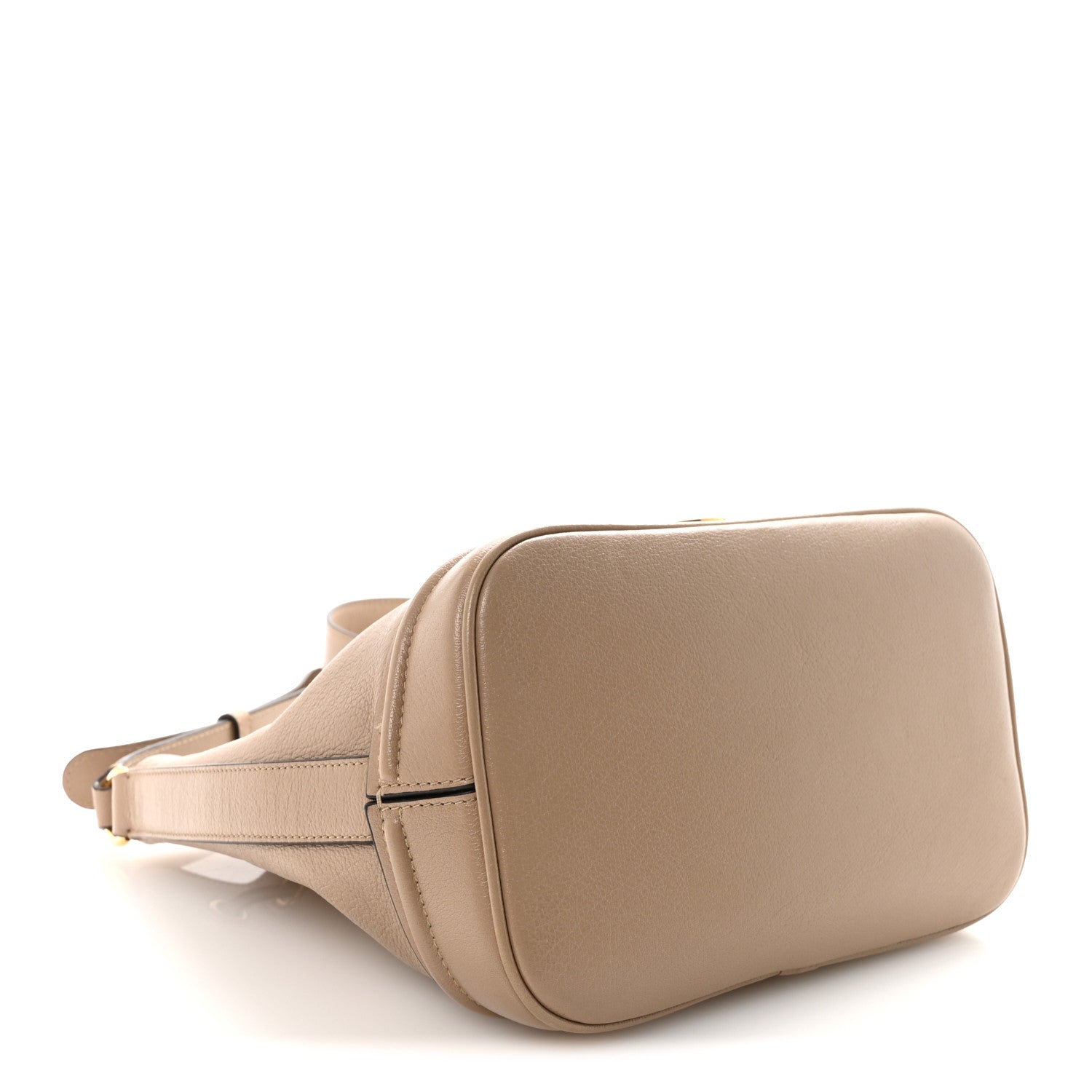 Grained Buffalo Horse Medal Bucket Bag Boyish Brown