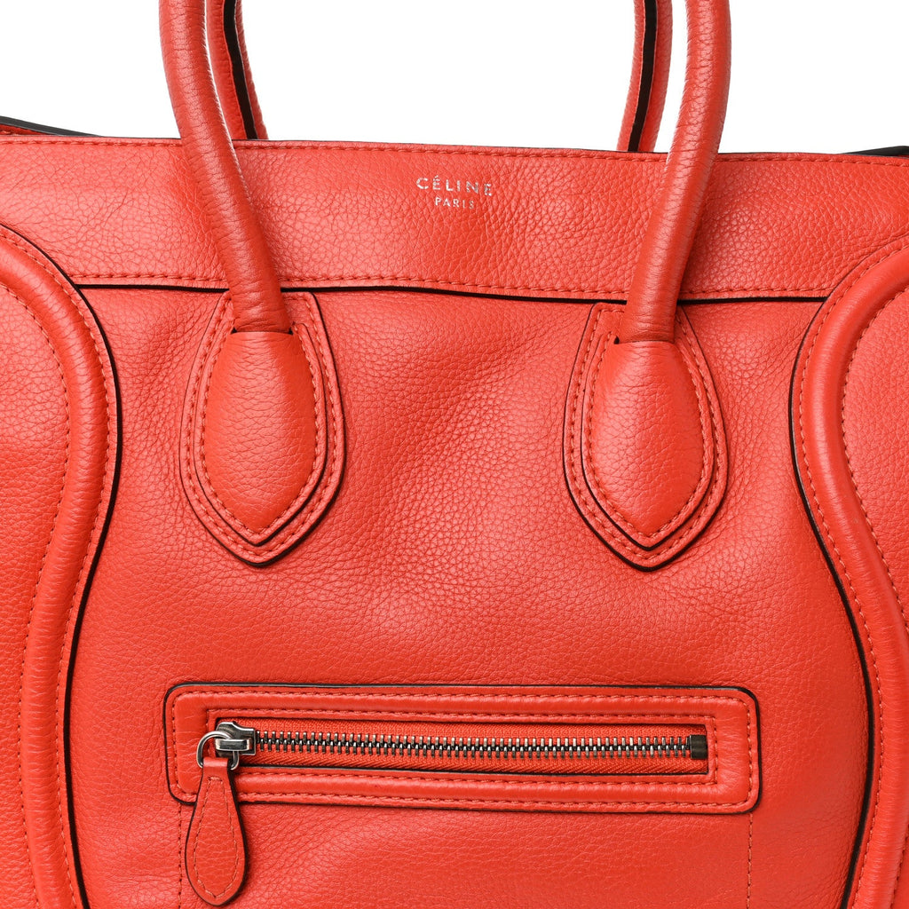 Drummed Calfskin Mini Luggage Coquelicot
