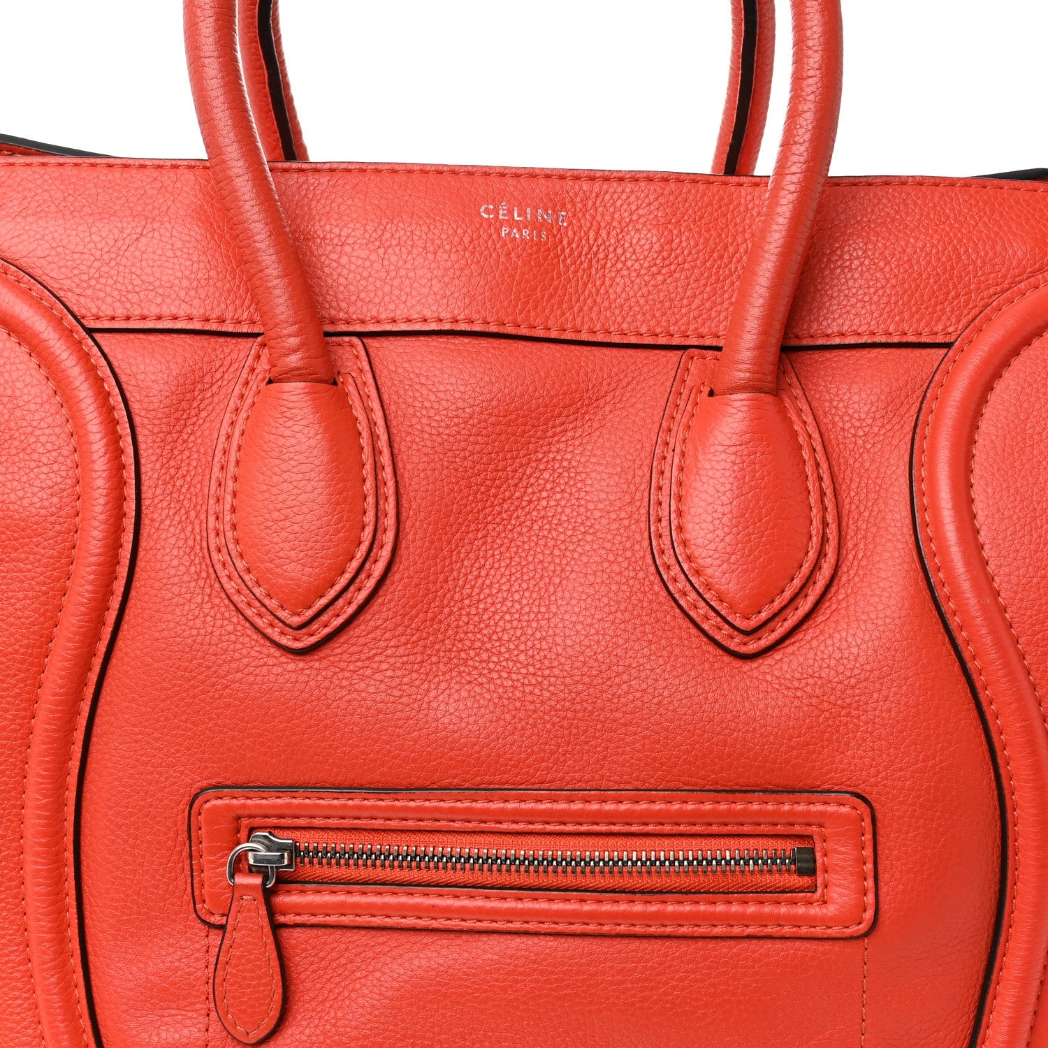 Drummed Calfskin Mini Luggage Coquelicot