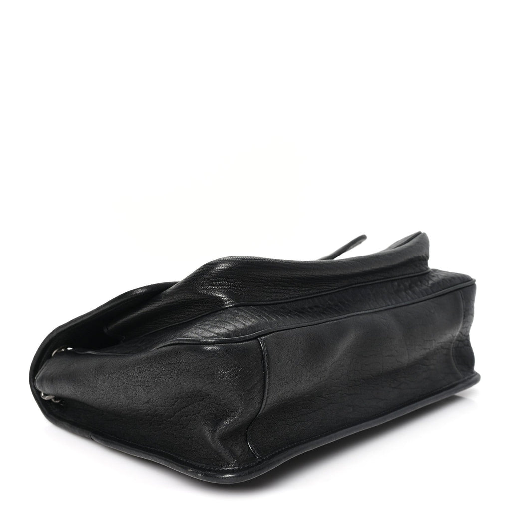 Grained Lambskin Monogram Large Niki Chain Satchel Black