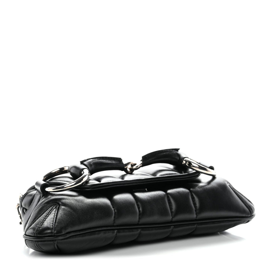Nappa Vertical Matelasse Small Maxi Horsebit Chain Shoulder Bag Black