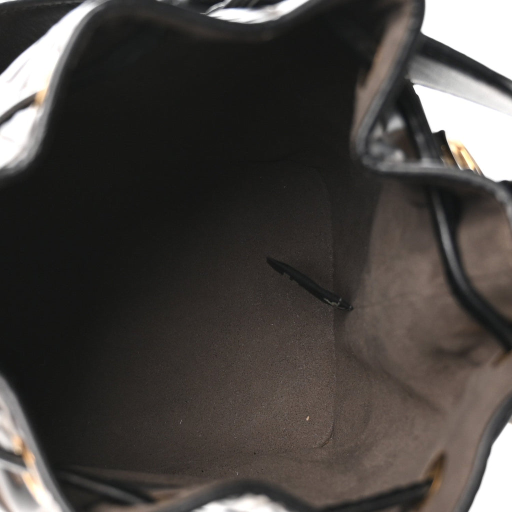 Vitello Liberty F is Fendi Bi-Color FF 1974 Embossed Mini Mon Tresor Bucket Bag Maya Black