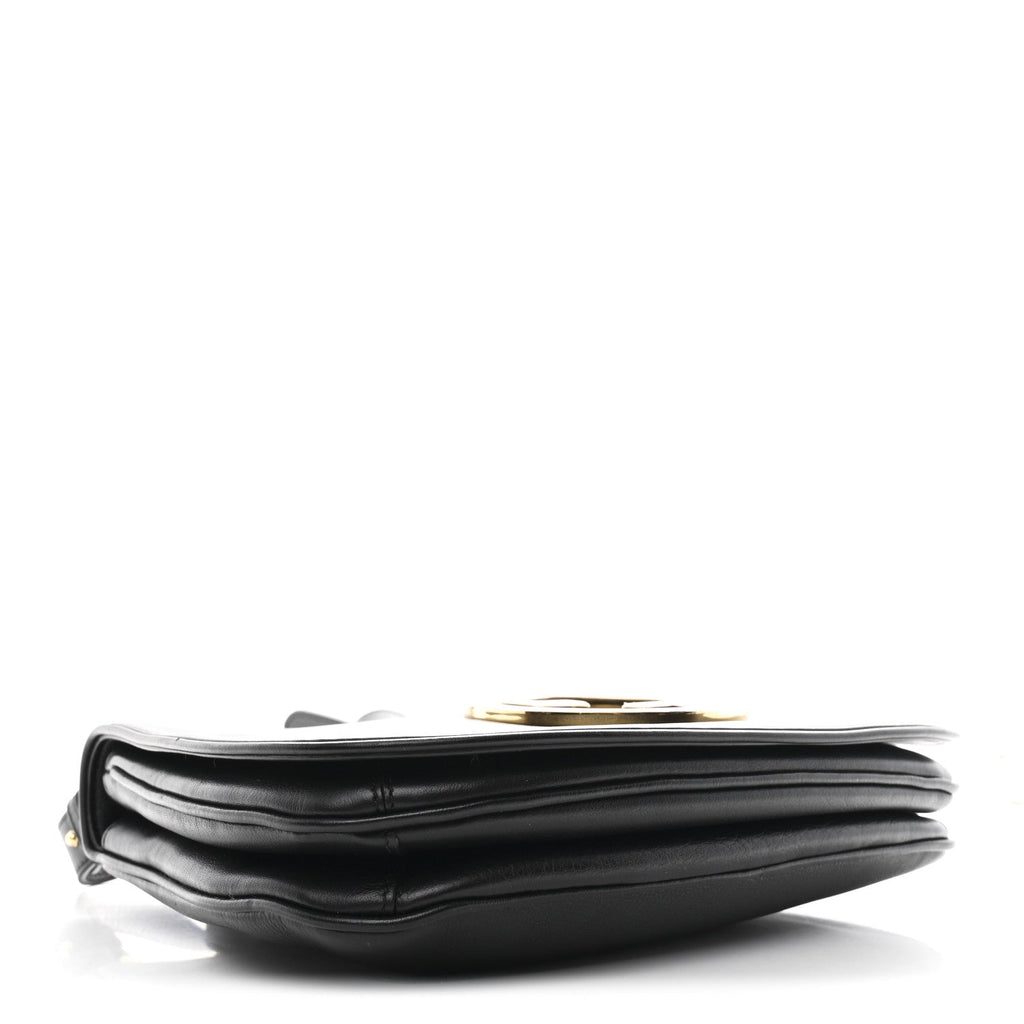 Roxy Calfskin Web Medium Studded Blondie Shoulder Flap Bag Black