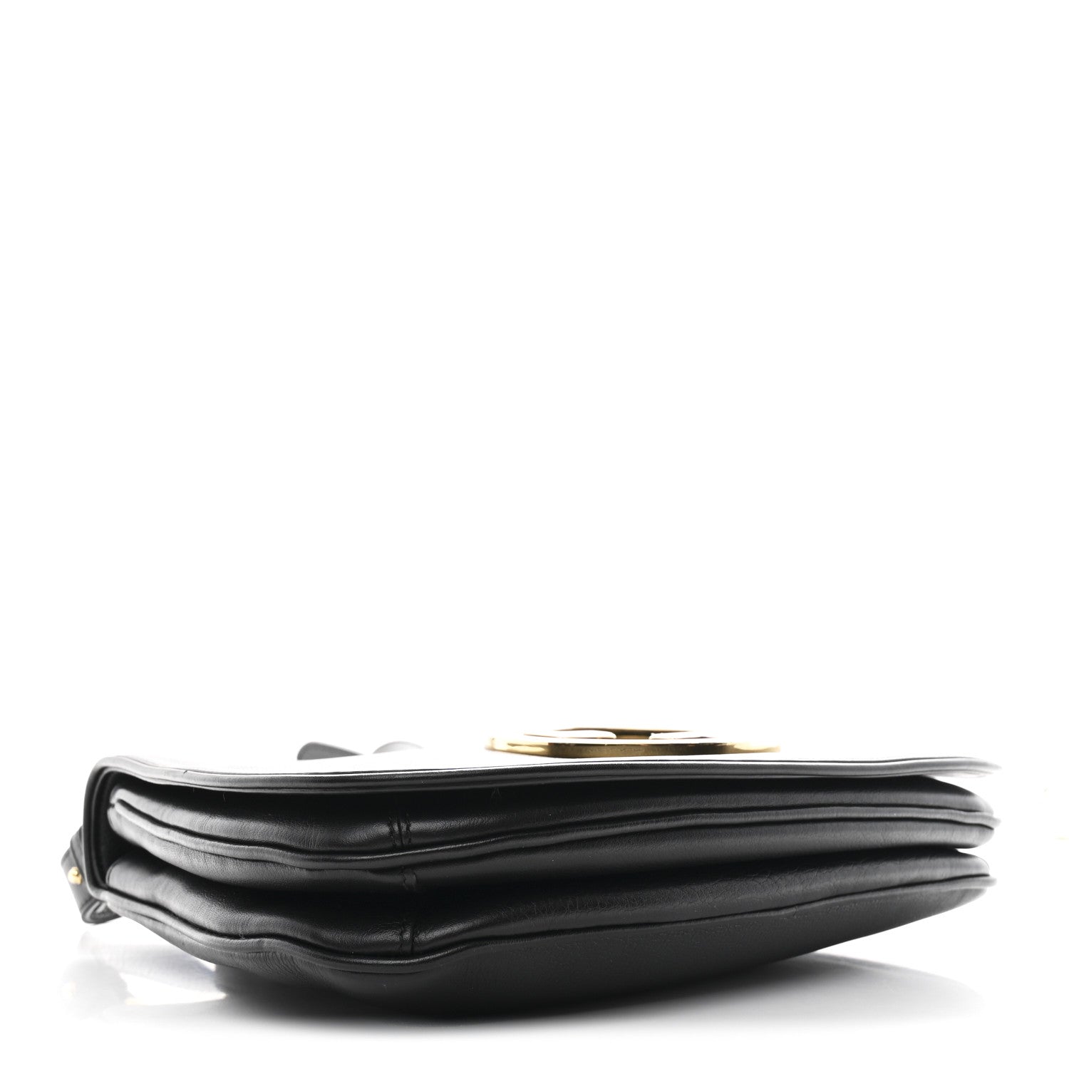 Roxy Calfskin Web Medium Studded Blondie Shoulder Flap Bag Black