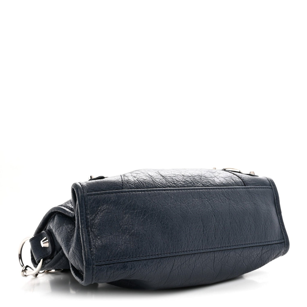 Agneau Classic Silver Hardware Mini City Bleu De Minuit