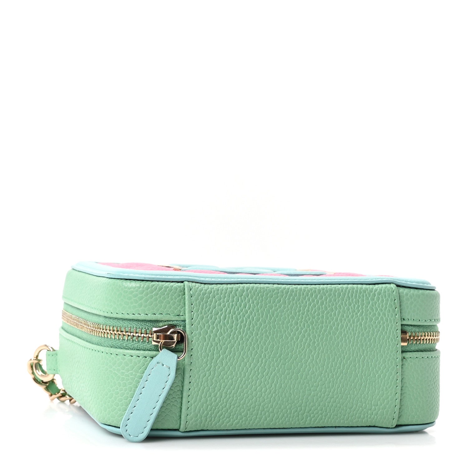 Caviar Quilted Filigree Vanity Clutch With Chain Pink Light Blue Green